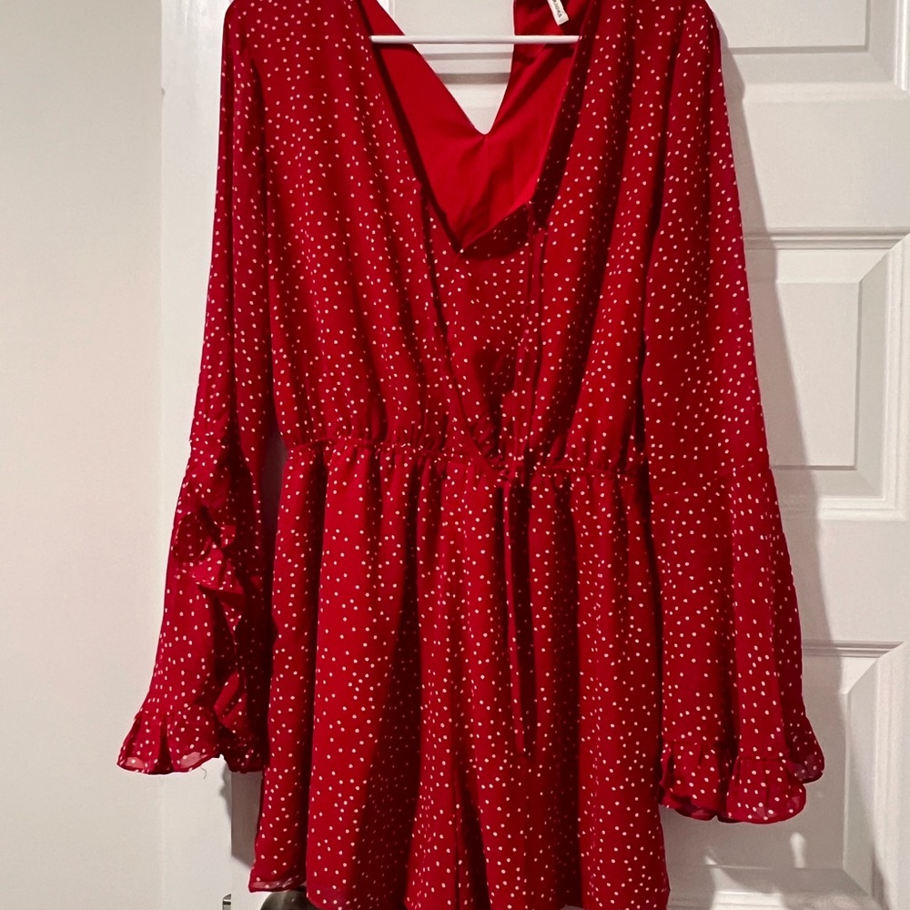 Versona Red Dress with White Polka Dots